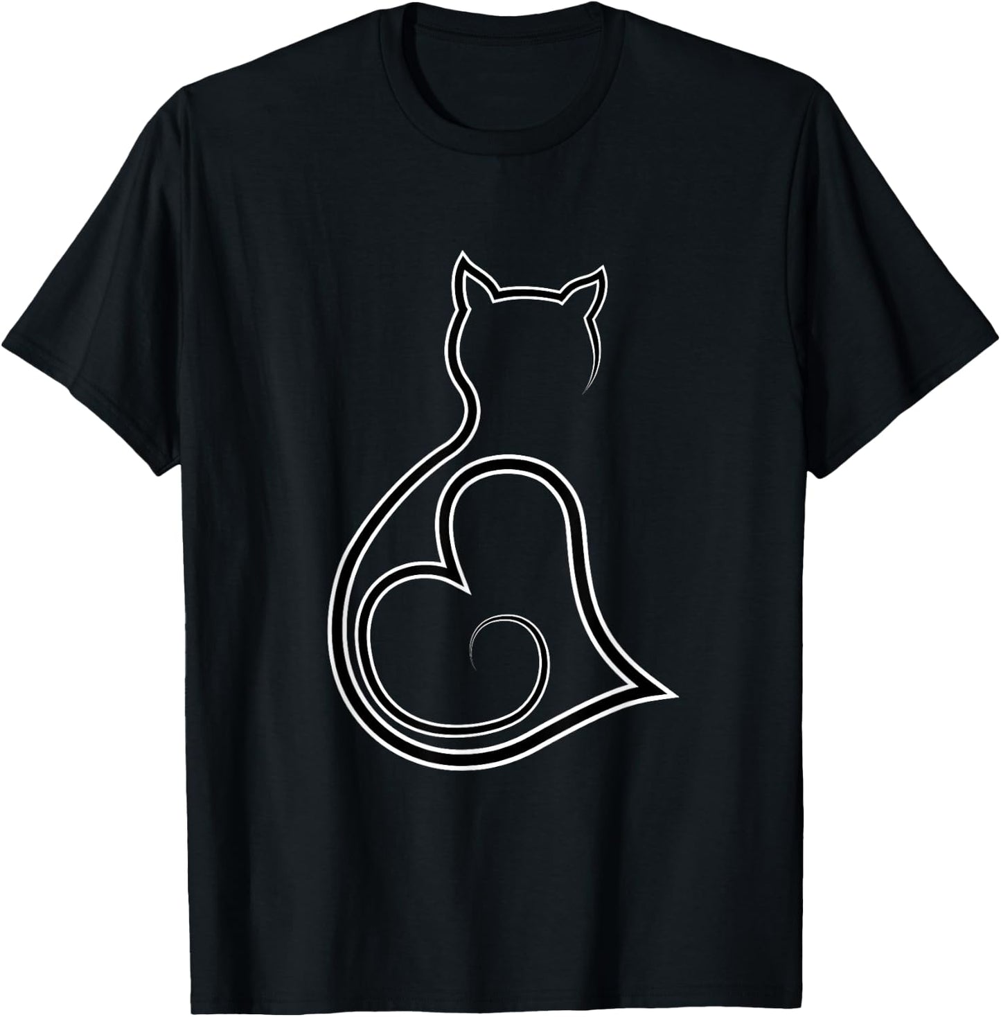 Cat Line Art Kittens and Cat Lovers | Cute Cats T-Shirt - T-Shirt | Black