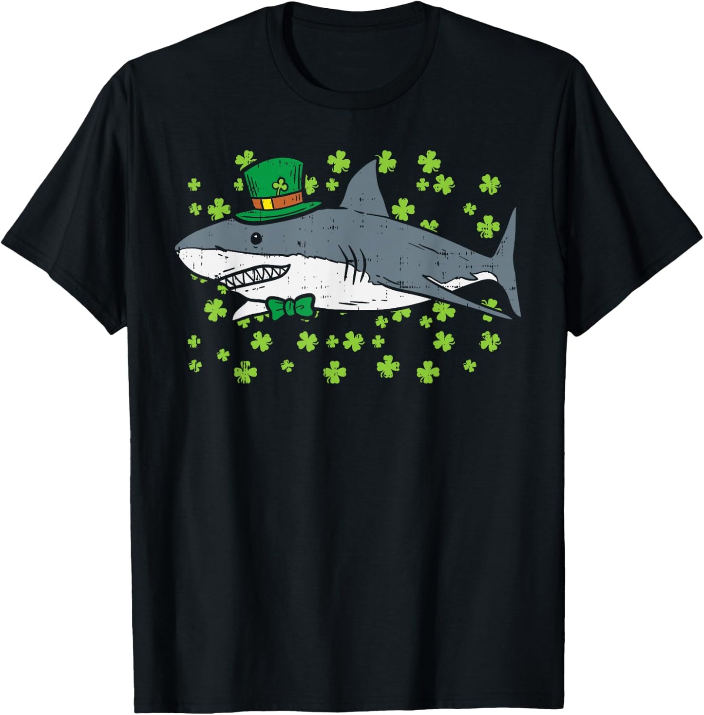 Irish Leprechaun Shark Shamrock St Patricks Day Animal Gift T-Shirt - T-Shirt | Black
