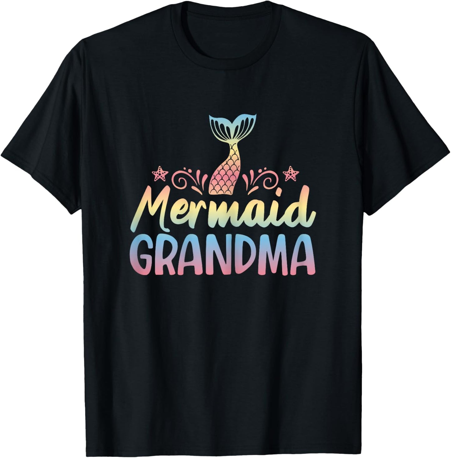 Mermaid Grandma Underwater Grandmother Myth Folklore T-Shirt - T-Shirt | Black