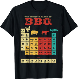 Periodic Table Of BBQ Retro Colors BBQ Nerd T-Shirt - T-Shirt | Black