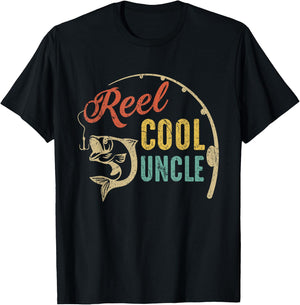 Father's Day Shirt Vintage Fishing Reel Cool Uncle T-Shirt - T-Shirt | Black