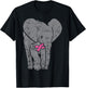 Elephant Pink Ribbon Breast Cancer Awareness Support Gift T-Shirt - T-Shirt | Black