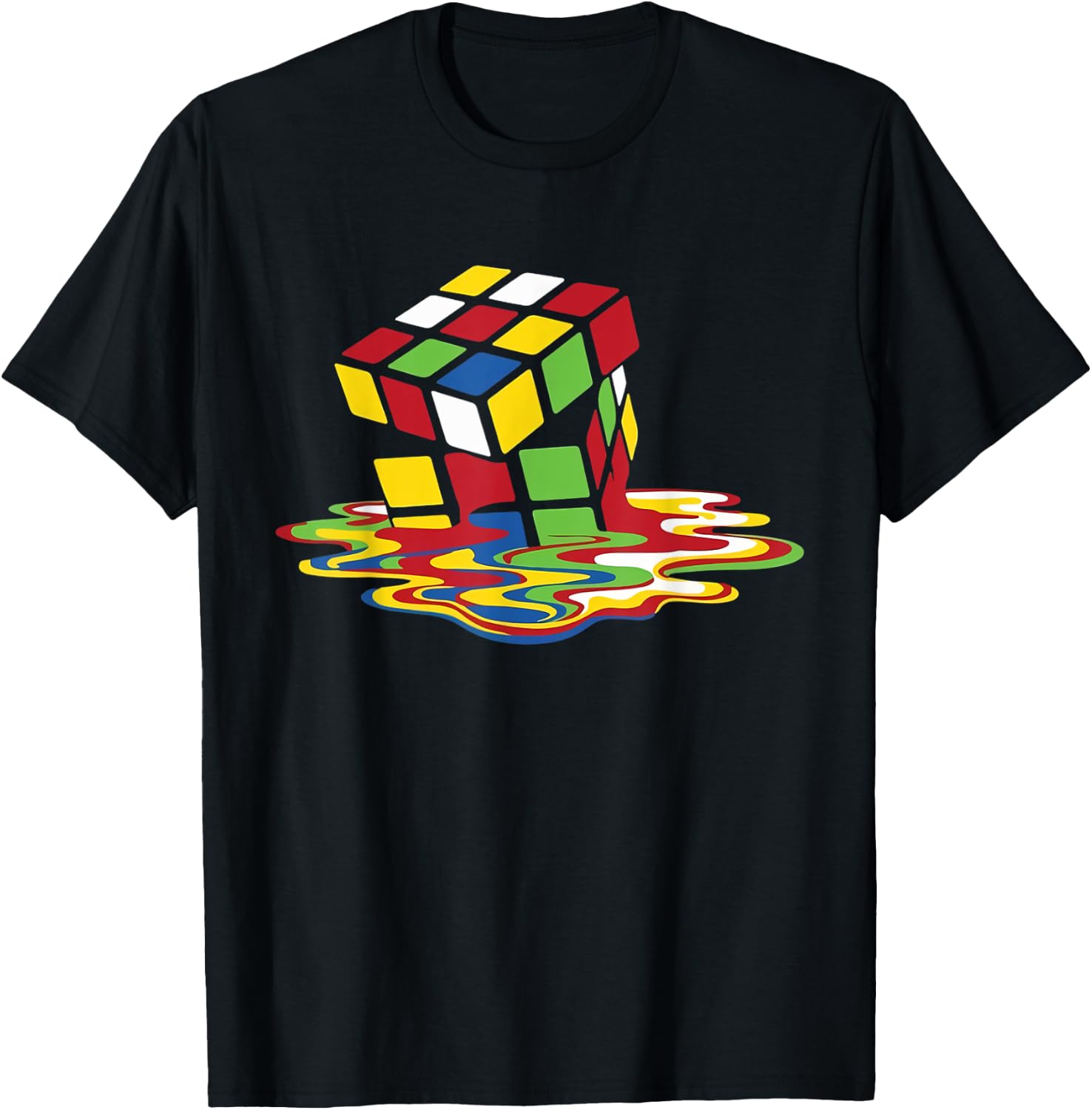 Melting Cube Funny Retro Gaming Rubik Puzzle Nerd Geek Gift T-Shirt - T-Shirt | Black