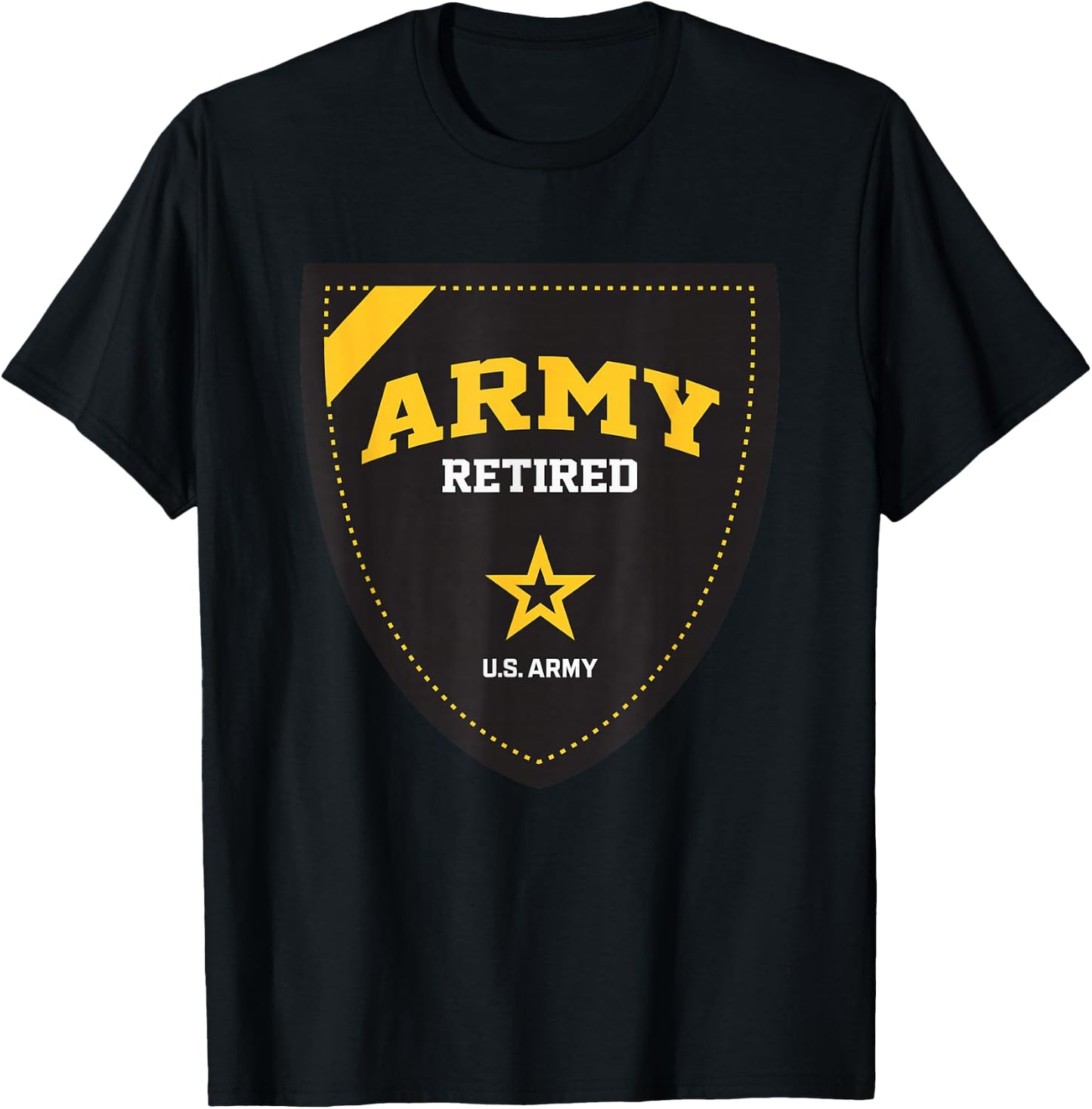 United States Army Military Retired Shield Green T-Shirt - T-Shirt | Black