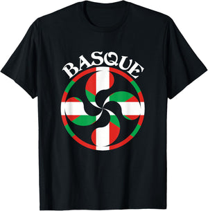 Basque Flag Lauburu, Basque Lauburu, Basque Country, Basque T-Shirt - T-Shirt | Black