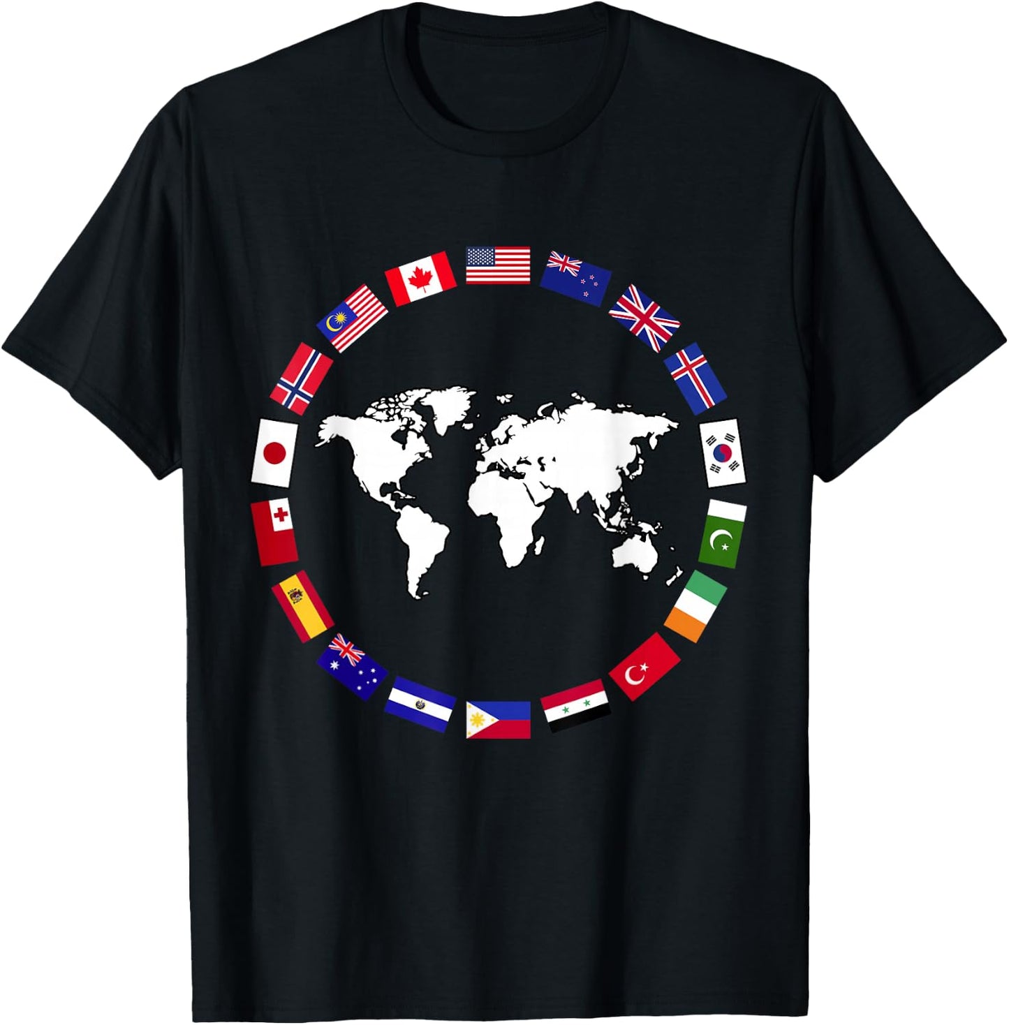 World Map Country Flag Atlas T-Shirt - T-Shirt | Black