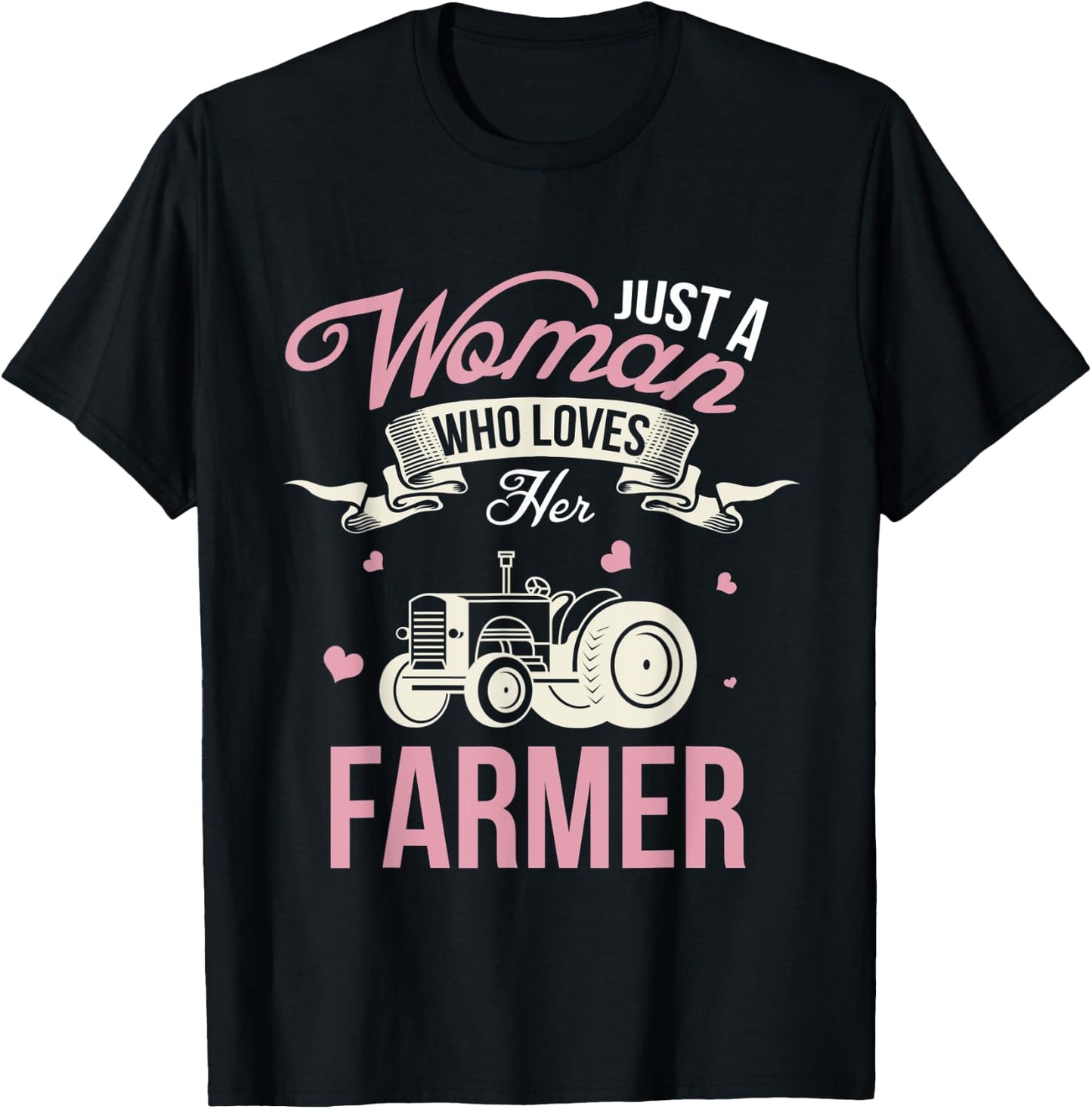 Just A Woman Who Loves Her Farmer Husband Gift Wife Present T-Shirt - T-Shirt | Black