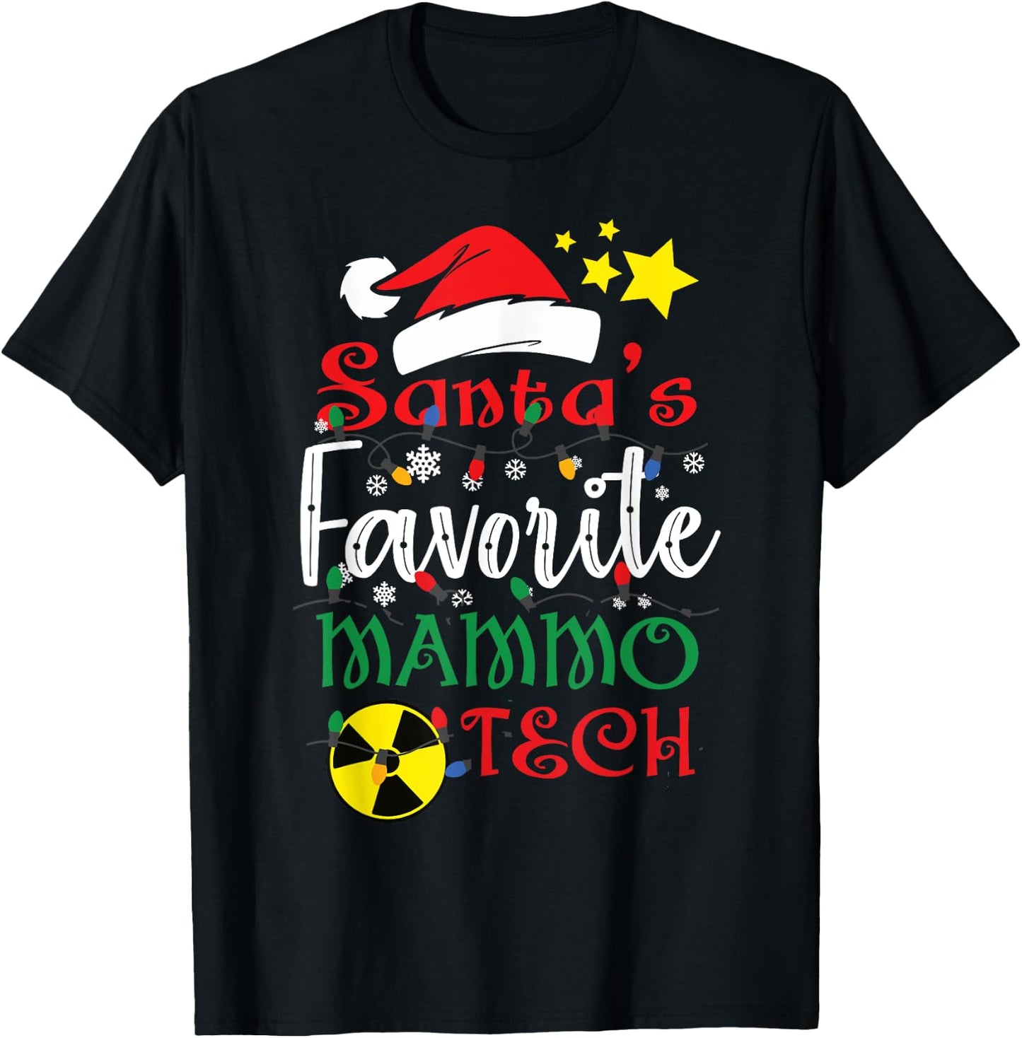 Santa's Favorite Mammo Tech, Mammography Christmas Gift T-Shirt - T-Shirt | Black