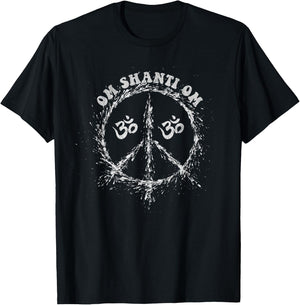 Om Aum Shanti Om Peace Sign Symbol T-Shirt - T-Shirt | Black