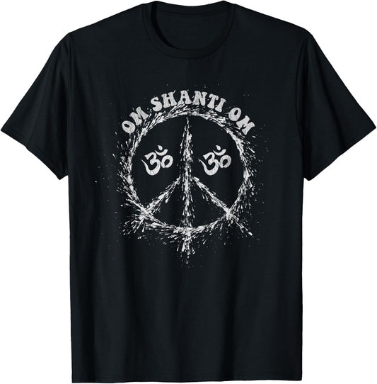 Om Aum Shanti Om Peace Sign Symbol T-Shirt - T-Shirt | Black