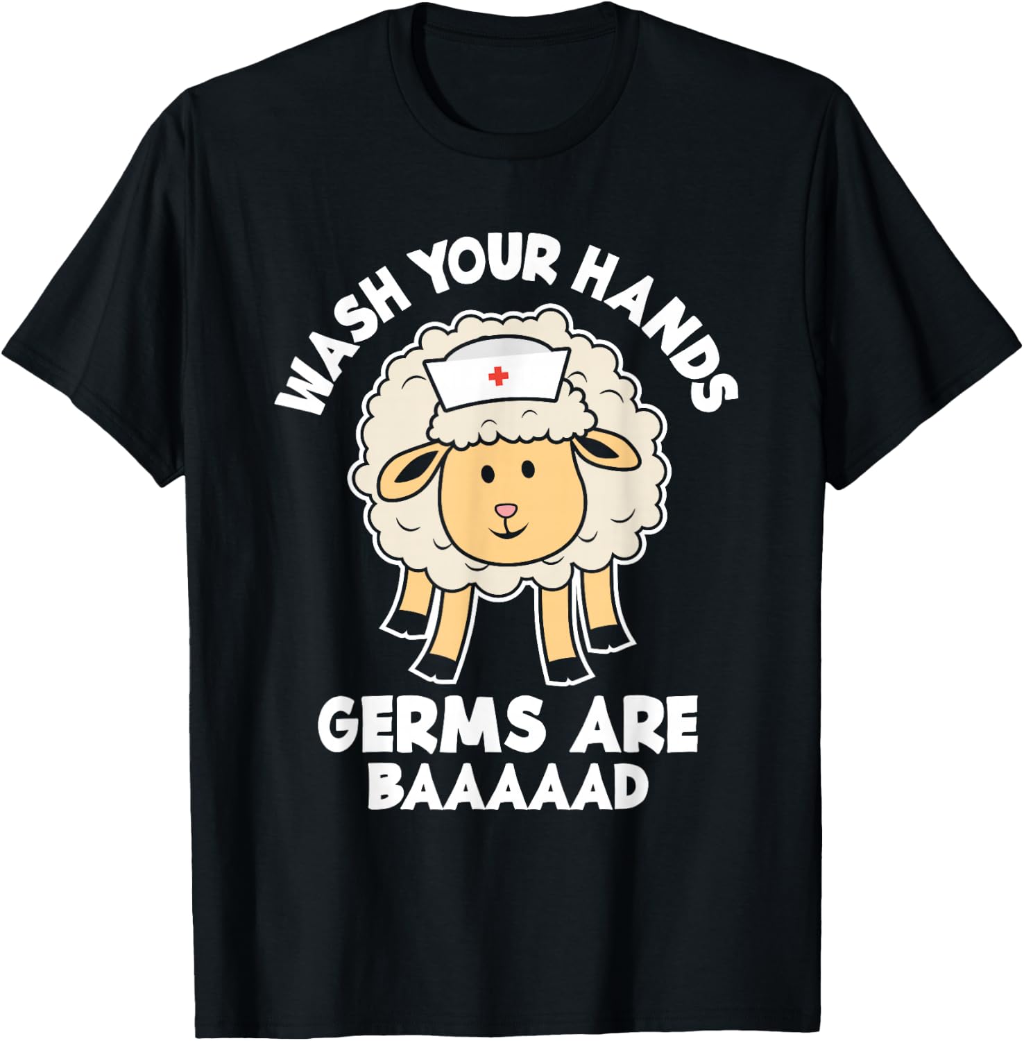 Funny Wash Your Hands Hygiene Care Message Pediatric Nurse T-Shirt - T-Shirt | Black