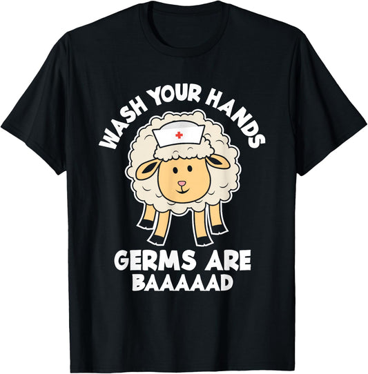 Funny Wash Your Hands Hygiene Care Message Pediatric Nurse T-Shirt - T-Shirt | Black