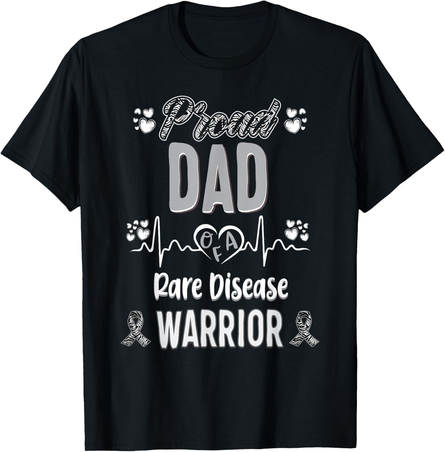 proud Dad Rare disease warrior awareness ribbon zebra T-Shirt - T-Shirt | Black