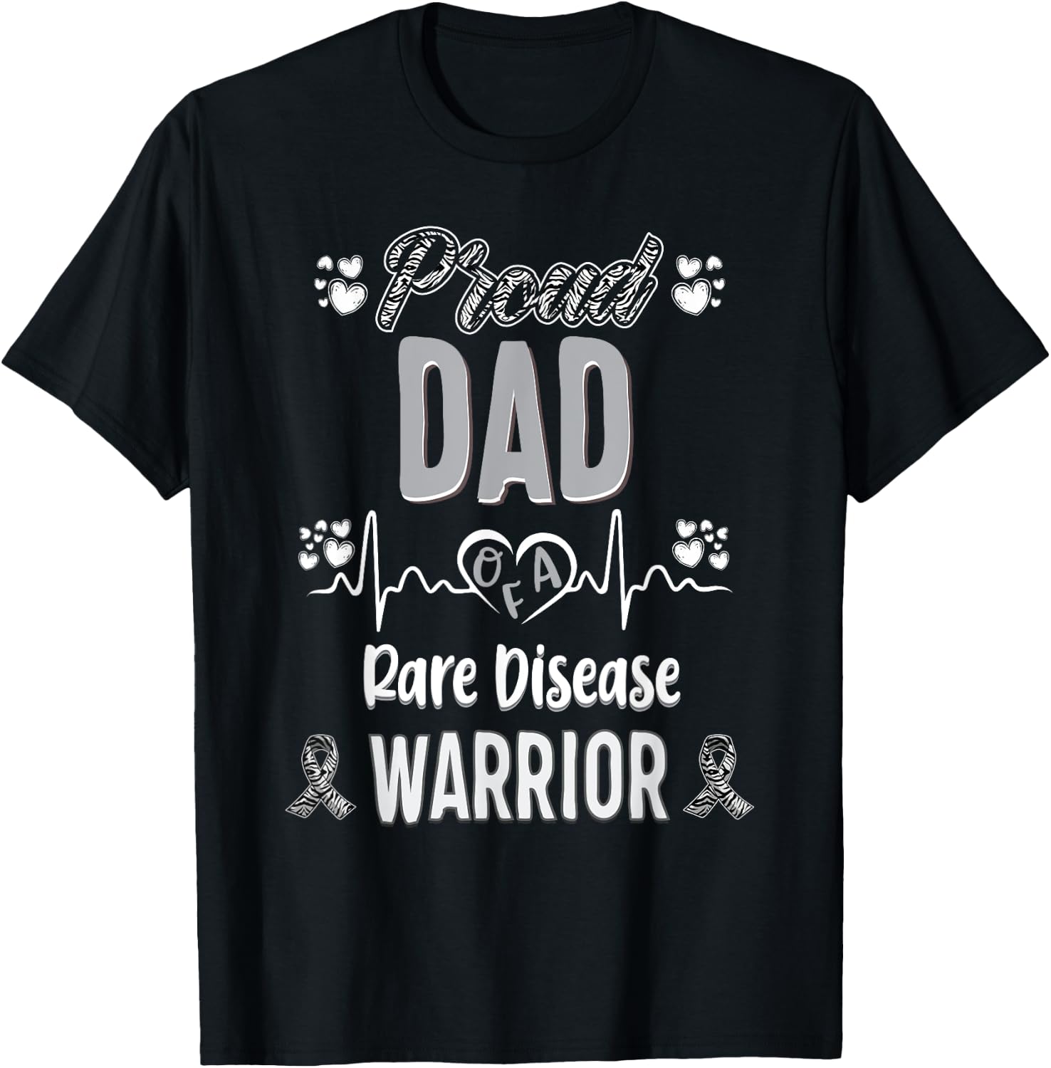 proud Dad Rare disease warrior awareness ribbon zebra T-Shirt - T-Shirt | Black