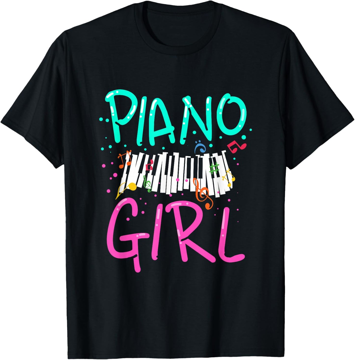 Gift Girls Music Lovers Piano T-Shirt - T-Shirt | Black