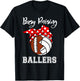 Busy Raising Ballers Funny Football Volleyball Mom T-Shirt - T-Shirt | Black