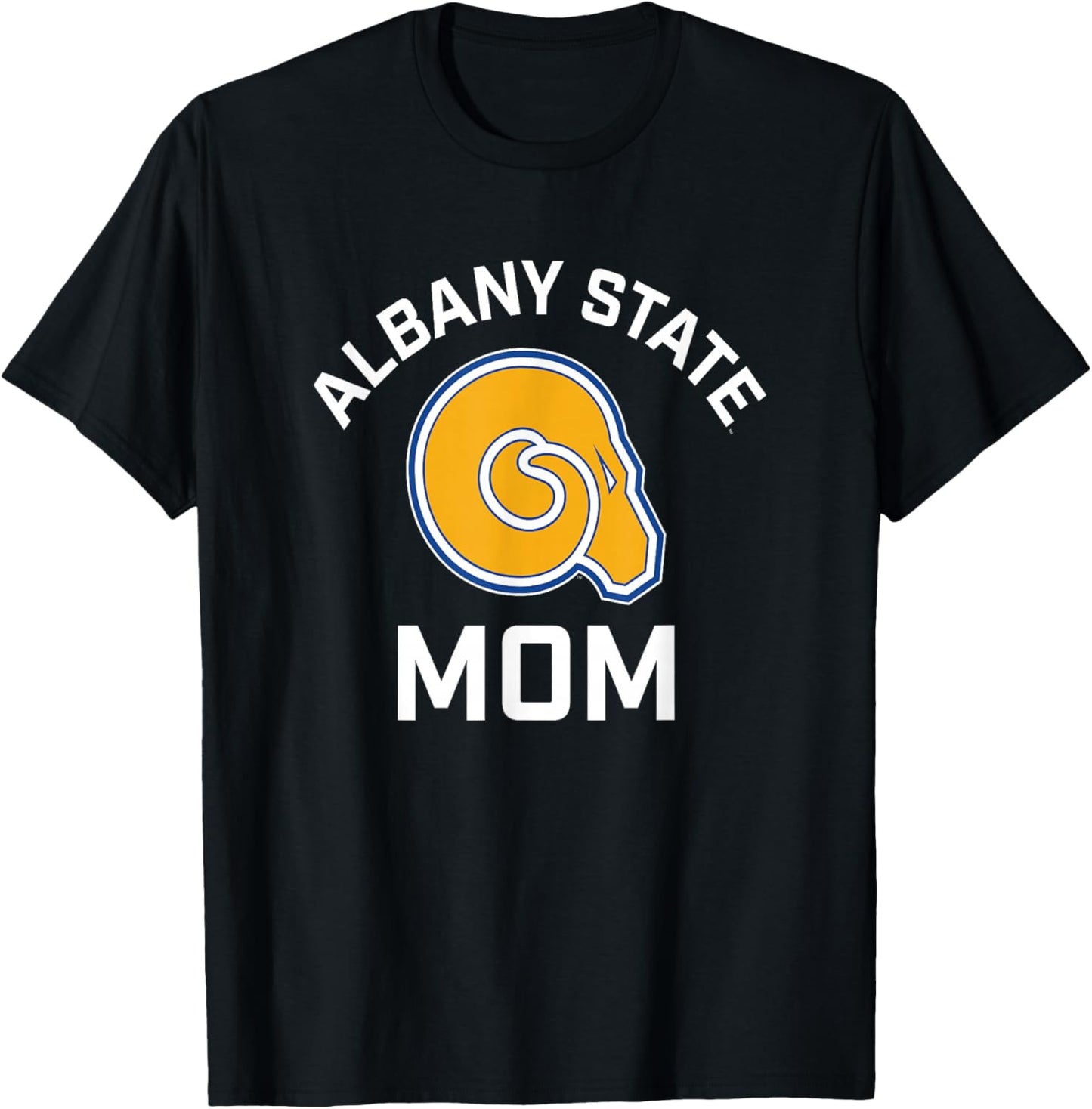 Albany State University Golden Rams Arched Mom T-Shirt - T-Shirt | Black