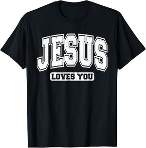 Jesus Loves You Vintage Style - Christian Faith T-Shirt - T-Shirt | Black