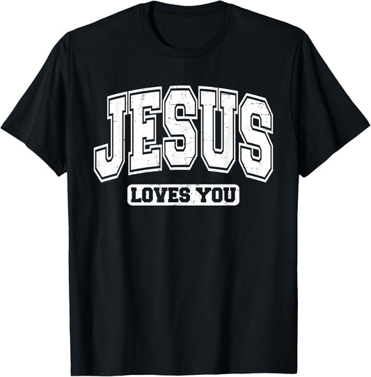Jesus Loves You Vintage Style - Christian Faith T-Shirt - T-Shirt | Black