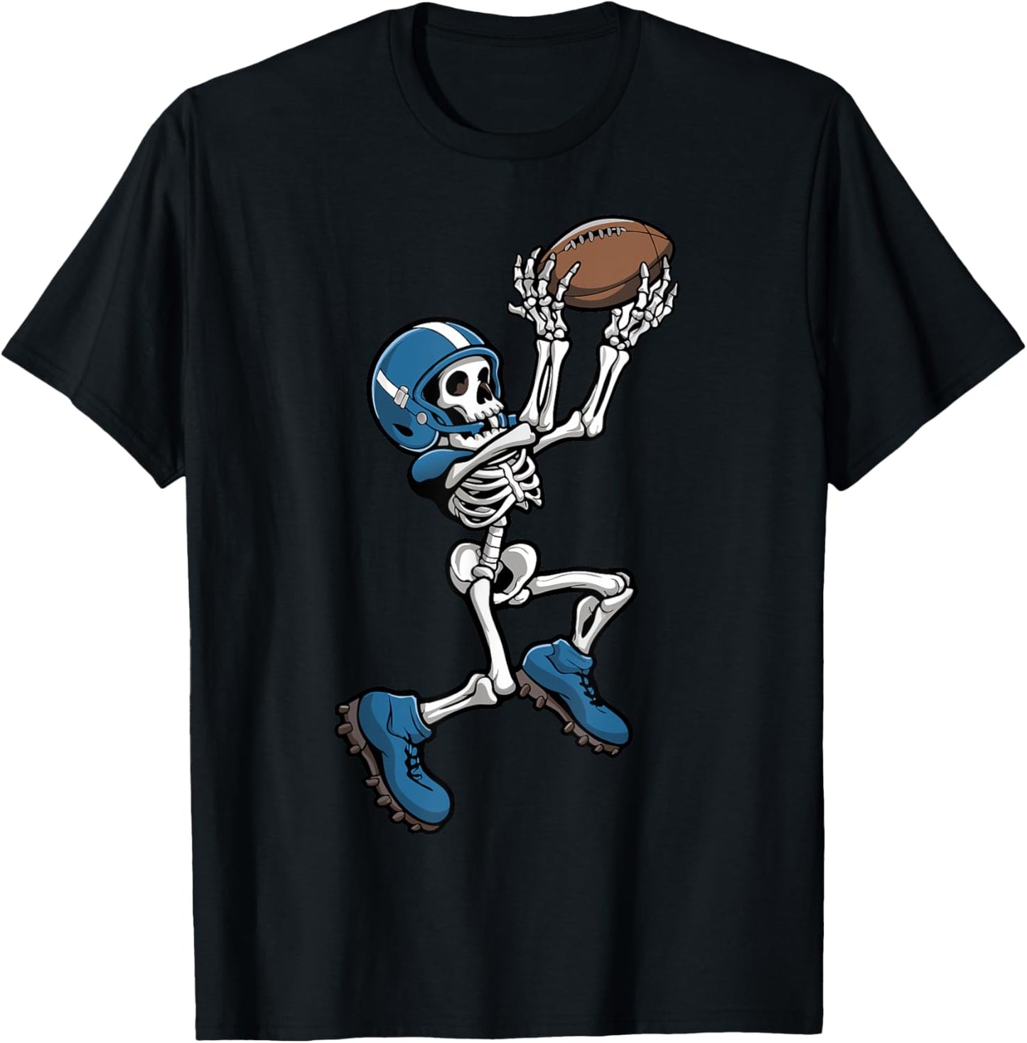 Skeleton Football Halloween Men Boys Women Football Fan T-Shirt - T-Shirt | Black