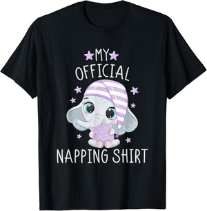 My Official Napping Shirt Pajamas Nightgown Elephant T-Shirt - T-Shirt | Black