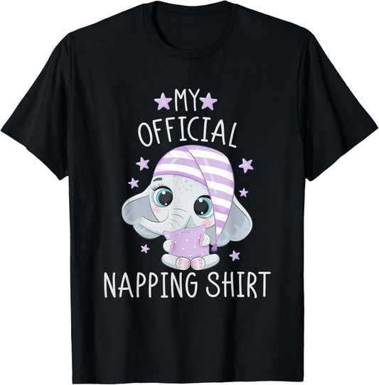 My Official Napping Shirt Pajamas Nightgown Elephant T-Shirt - T-Shirt | Black