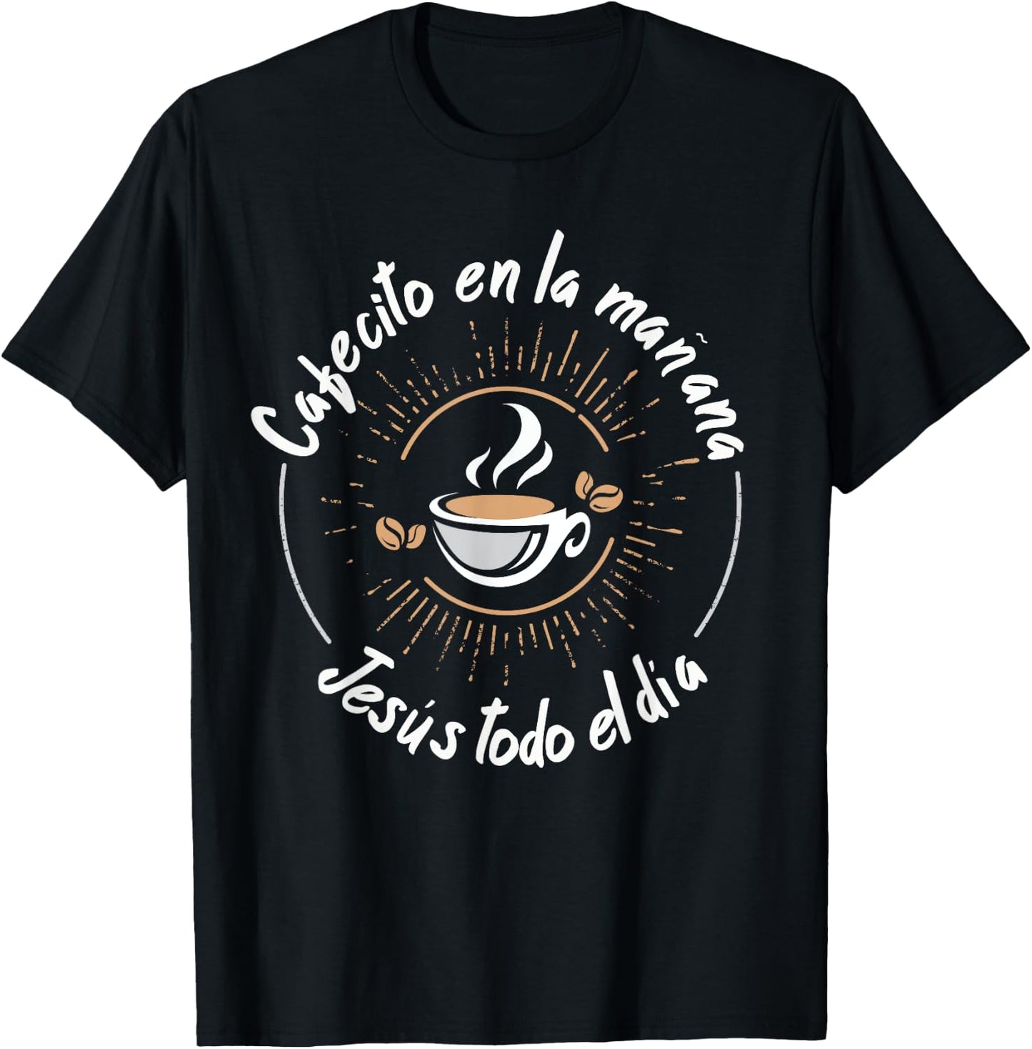 Cafecito Y Jesus Reagalo Cristiano Christian Spanish T-Shirt - T-Shirt | Black