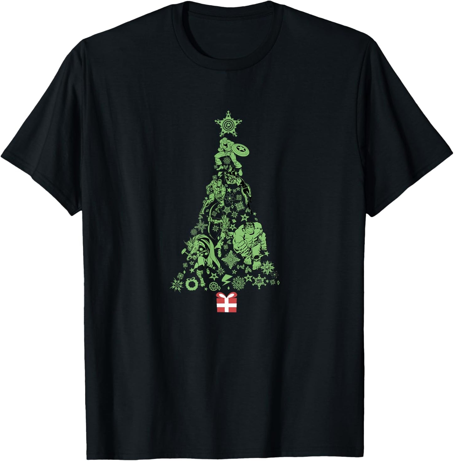 Marvel Christmas Avengers Holiday Icons Tree T-Shirt - T-Shirt | Black