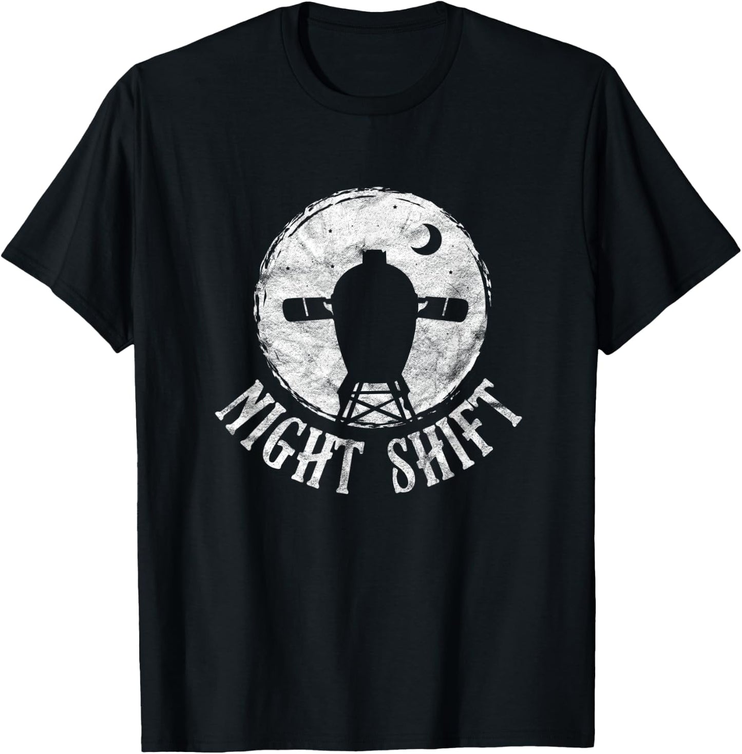 BBQ Barbeque Grilling Funny Night Shift Grill Big Egg Smoker T-Shirt - T-Shirt | Black
