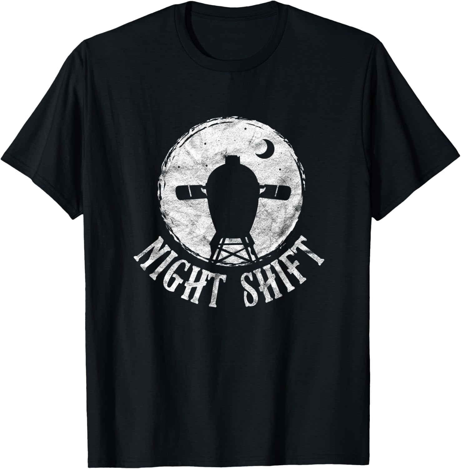 BBQ Barbeque Grilling Funny Night Shift Grill Big Egg Smoker T-Shirt - T-Shirt | Black