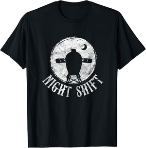 BBQ Barbeque Grilling Funny Night Shift Grill Big Egg Smoker T-Shirt - T-Shirt | Black