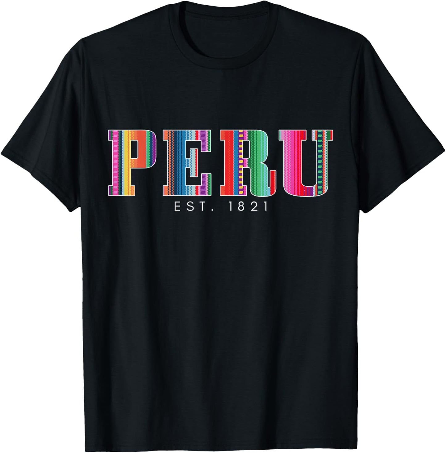 Peru Est. 1821 Peruvian Pattern Roots Peru T-Shirt - T-Shirt | Black
