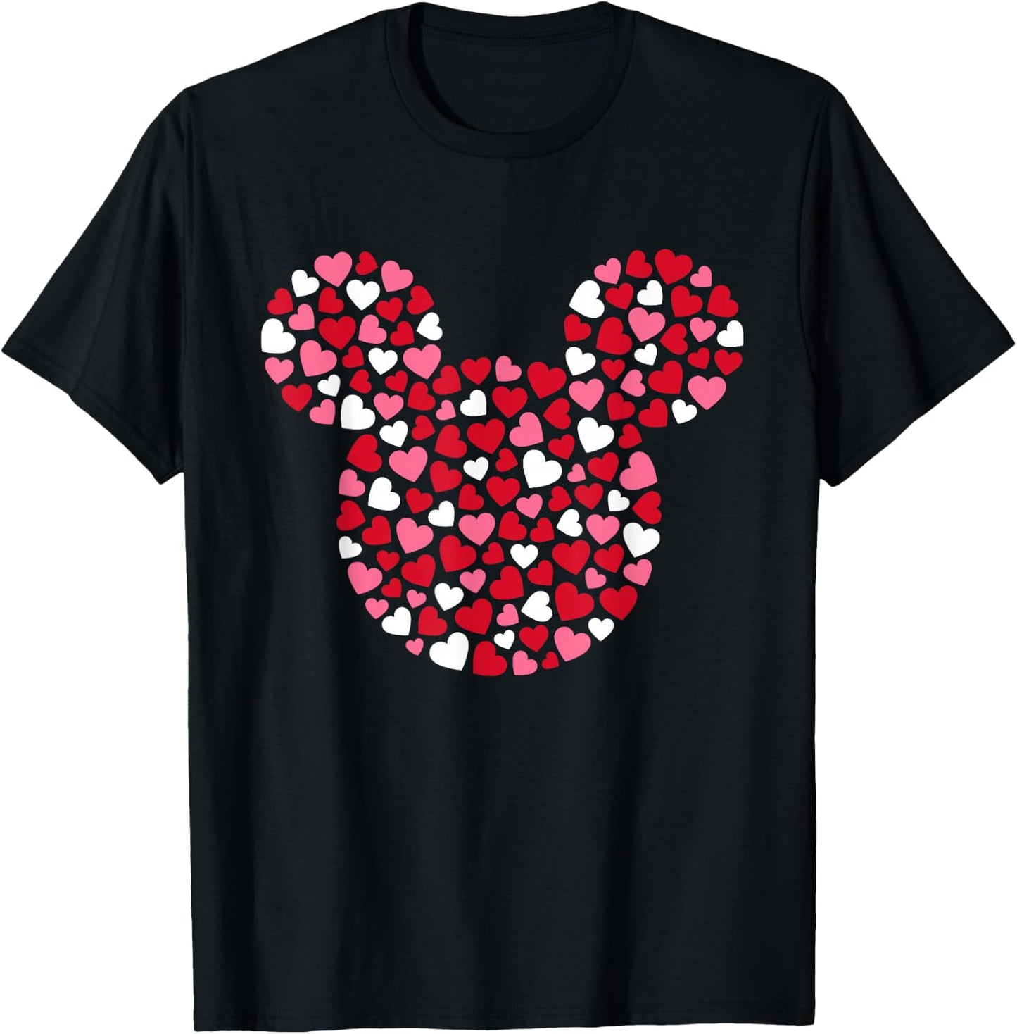 Disney Mickey Mouse Icon Pink Hearts Valentine's Day T-Shirt - T-Shirt | Black