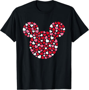 Disney Mickey Mouse Icon Pink Hearts Valentine's Day T-Shirt - T-Shirt | Black