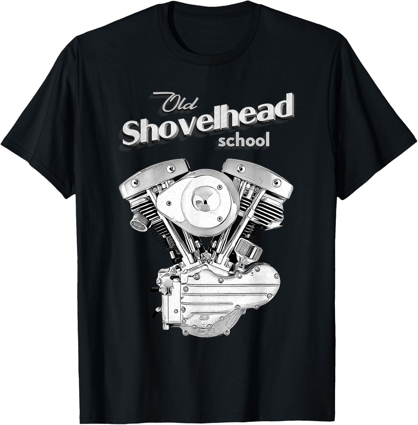 Vintage HD Shovelhead Motorcycle FLH Engine Motor Biker T-Shirt - T-Shirt | Black