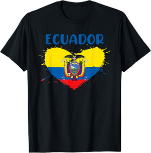 Patriotic Ecuadorian People Citizen Of Ecuador Equador Flag T-Shirt - T-Shirt | Black