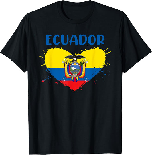 Patriotic Ecuadorian People Citizen Of Ecuador Equador Flag T-Shirt - T-Shirt | Black