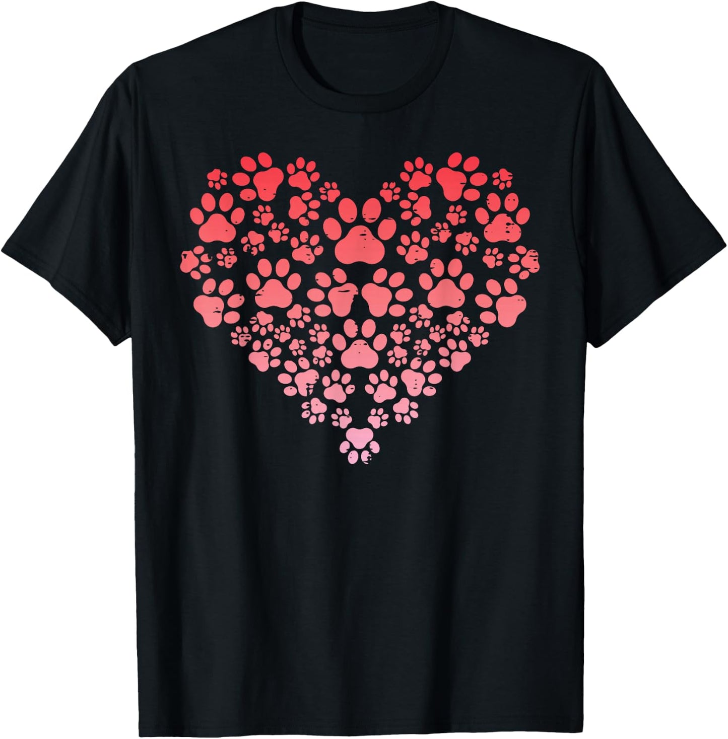 Valentines Day Dog Cat Paws Heart Fur Mom Dad Men Women Kids T-Shirt - T-Shirt | Black