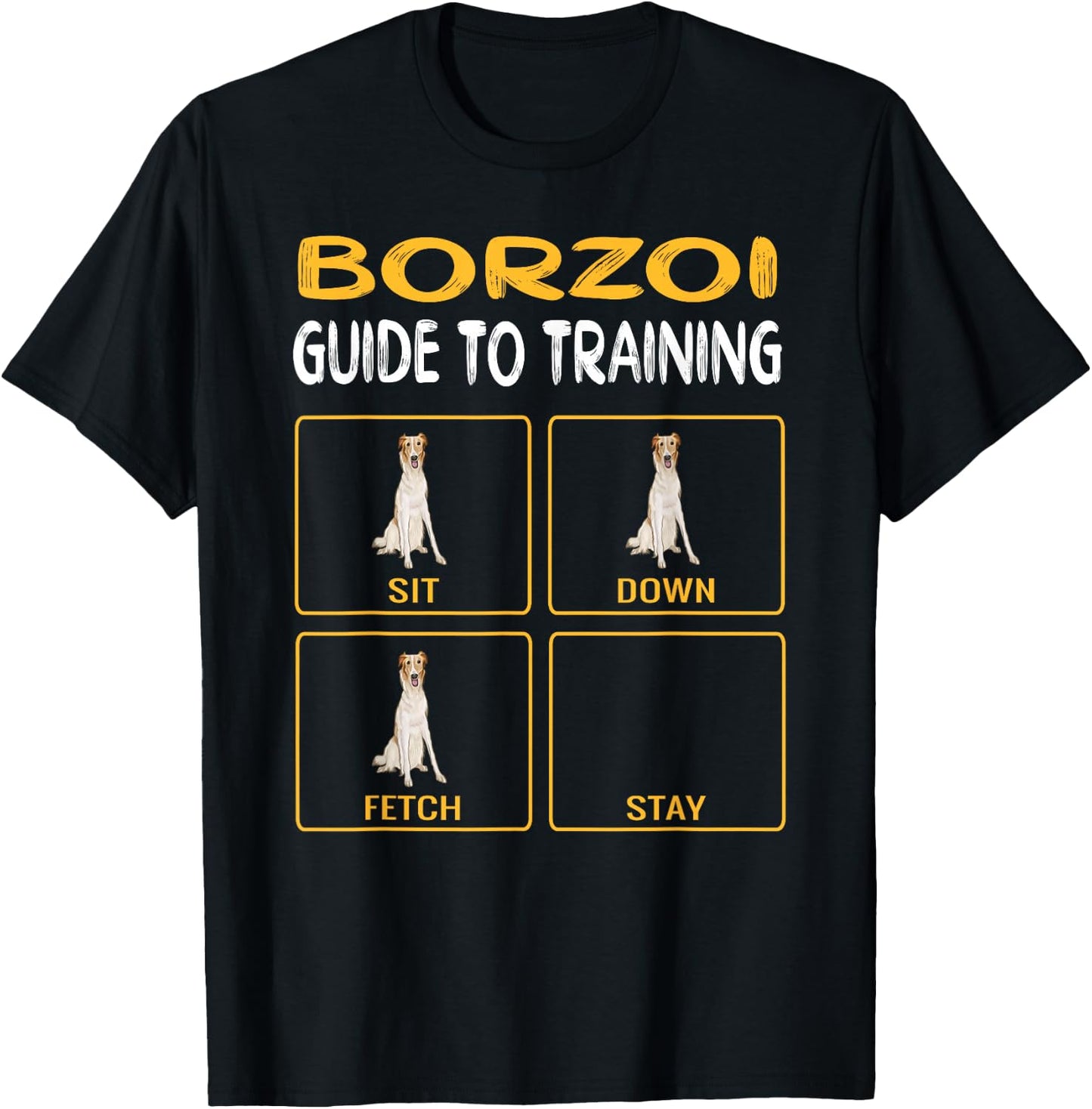 Funny Borzoi Guide To Training Dog Obedience T-Shirt - T-Shirt | Black