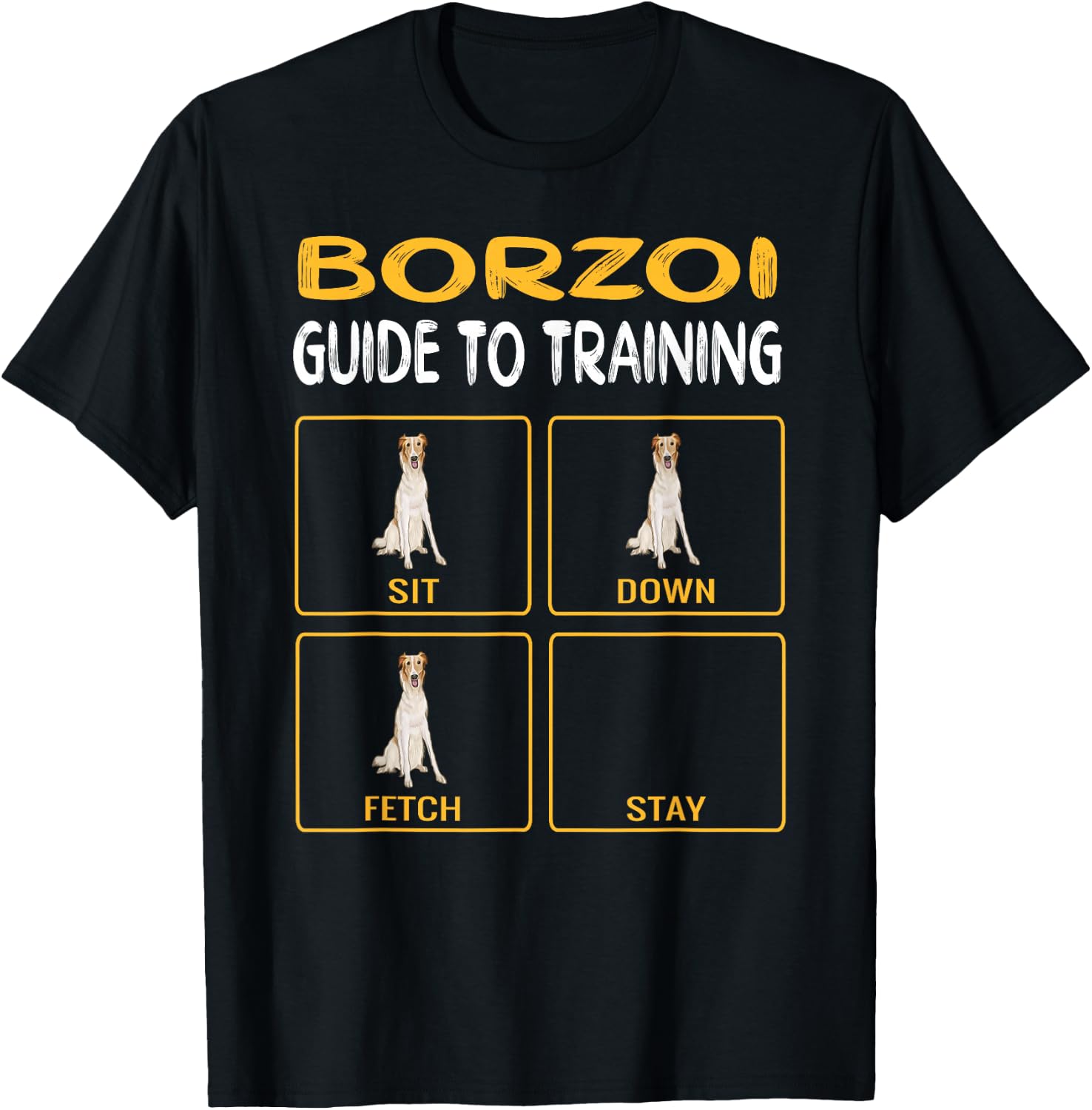 Funny Borzoi Guide To Training Dog Obedience T-Shirt - T-Shirt | Black
