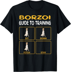 Funny Borzoi Guide To Training Dog Obedience T-Shirt - T-Shirt | Black