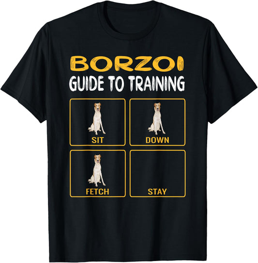 Funny Borzoi Guide To Training Dog Obedience T-Shirt - T-Shirt | Black