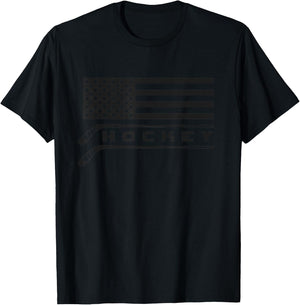 American Flag Hockey Apparel - Hockey Small T-Shirt - T-Shirt | Black