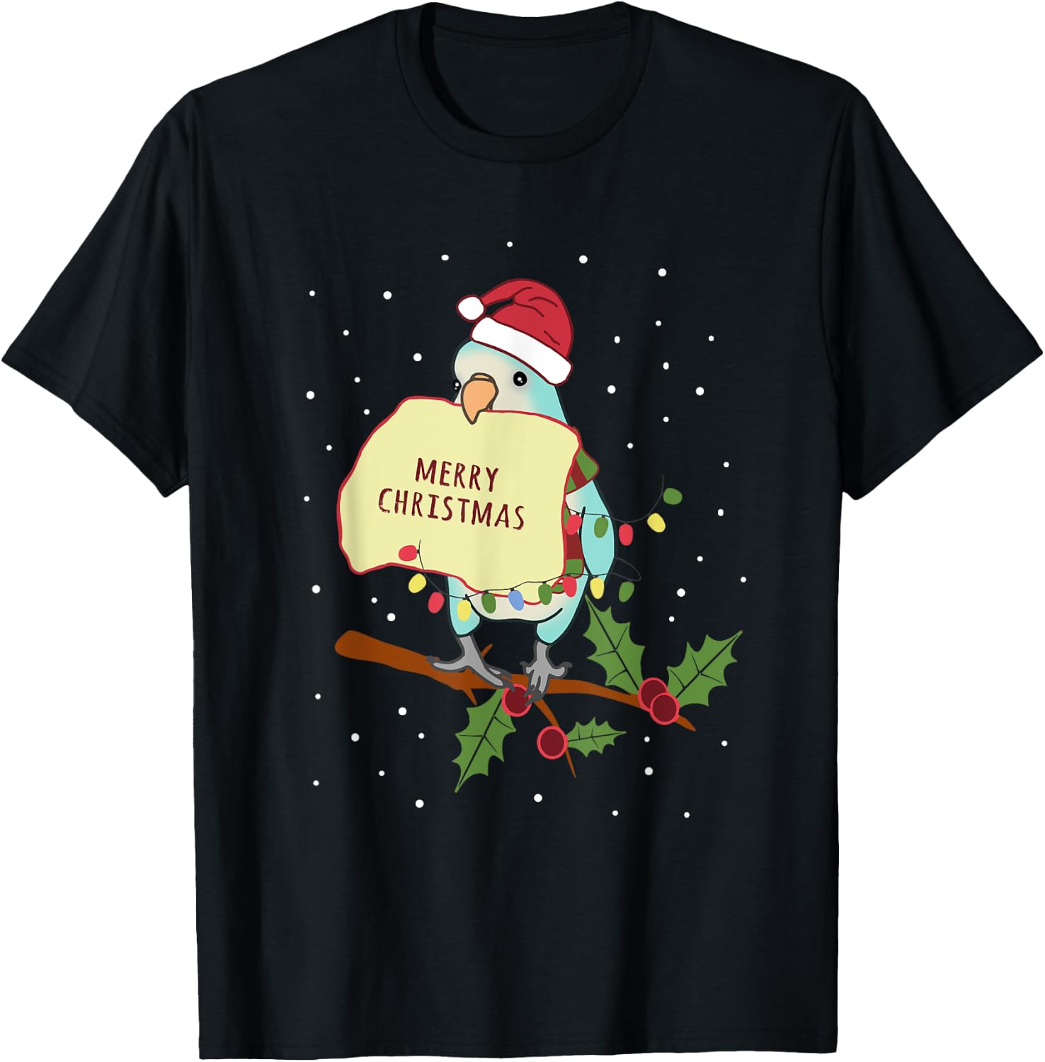 Merry christmas Blue Quaker Parrot Owner Birb memes T-Shirt - T-Shirt | Black