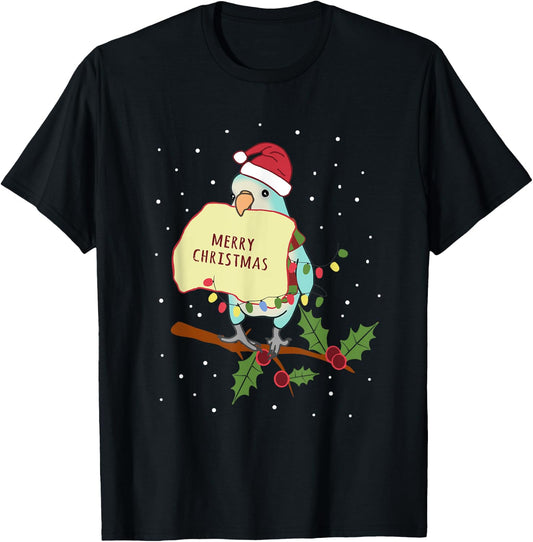 Merry christmas Blue Quaker Parrot Owner Birb memes T-Shirt - T-Shirt | Black
