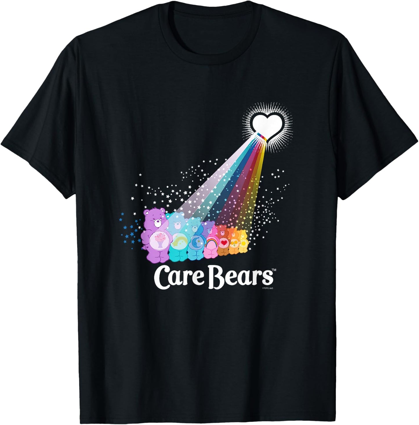 Care Bears Love Light Glow Rainbow Retro Cartoon T-Shirt - T-Shirt | Black