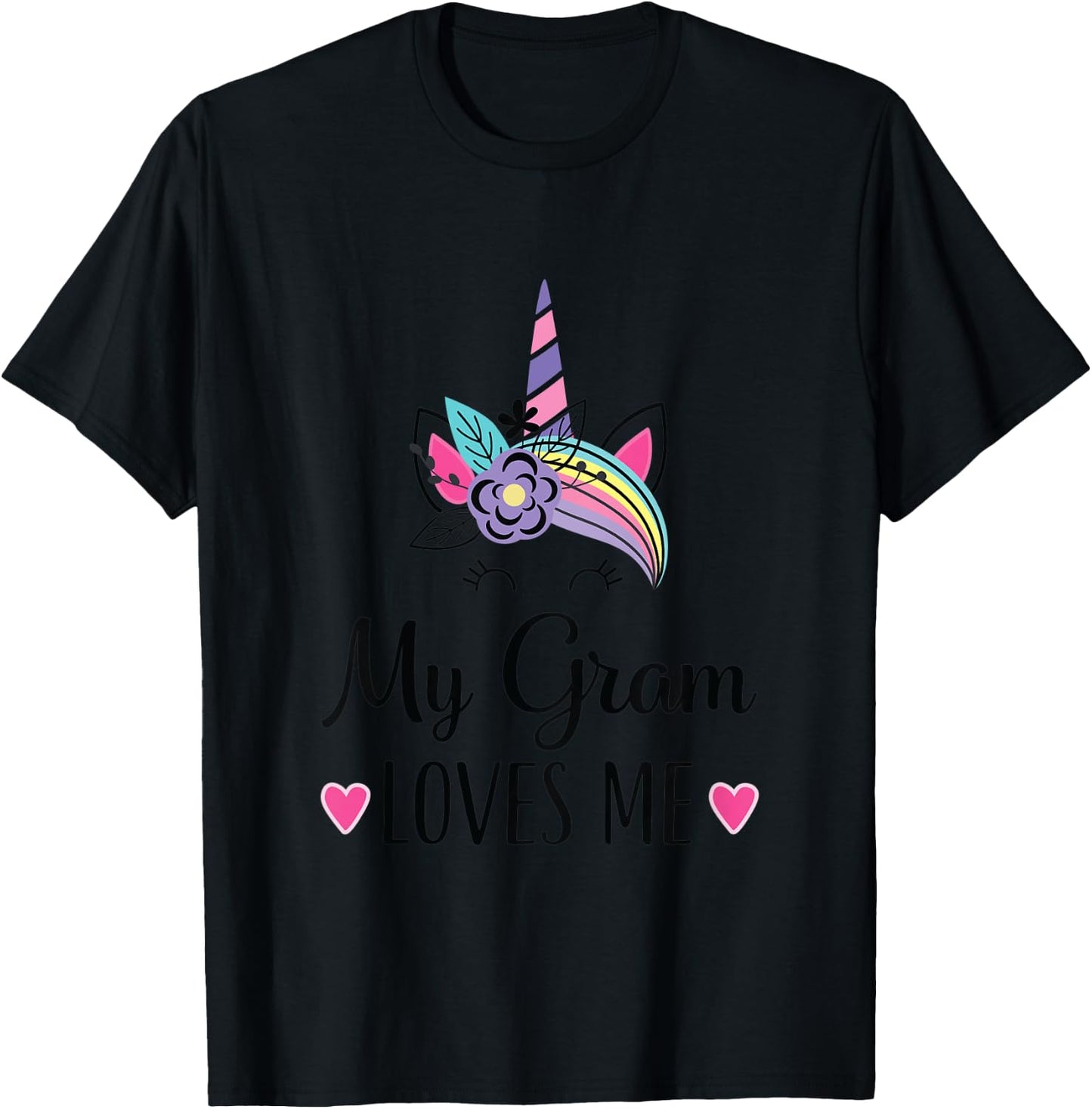 Kids My Gram Loves Me Unicorn Granddaughter T-Shirt - T-Shirt | Black