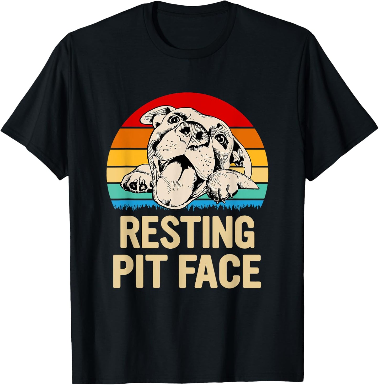 Resting Pit Face Gift Pitbull Lovers and Pittie Owners T-Shirt - T-Shirt | Black