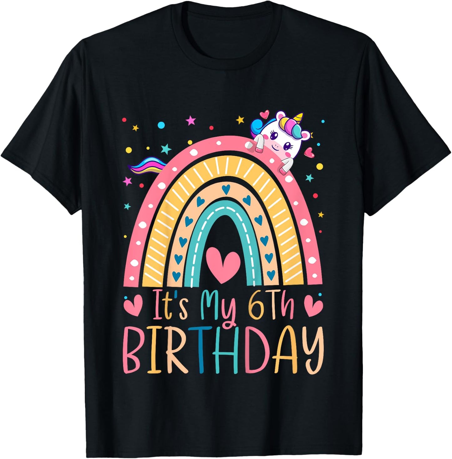 6th Birthday Girl Outfit Idea 6 Year Old Girls Birthday T-Shirt - T-Shirt | Black