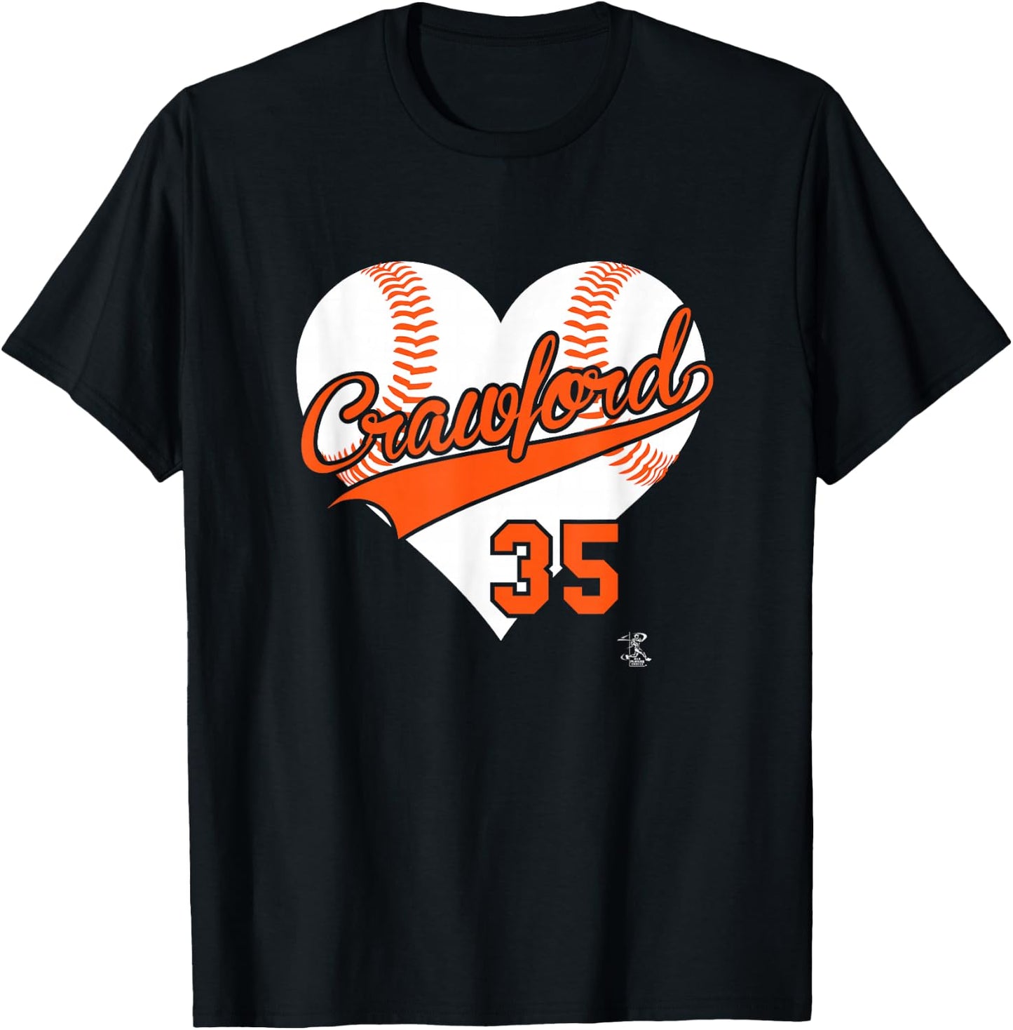 Brandon Crawford Baseball Heart Gameday T-Shirt - T-Shirt | Black